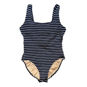 J. Crew Navy and White Striped One Piece Swimsuit